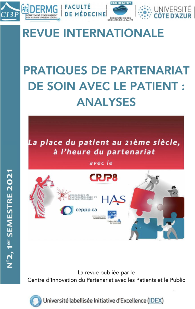 partenariat de soin avec le patient – Centre d'Innovation du partenariat  avec les patients et le public (CI3P)